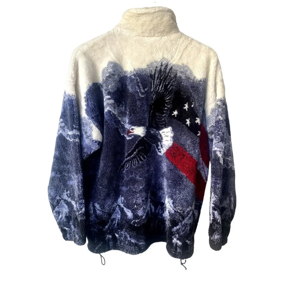 Bear Ridge Outfitters Eagle/U.S. Flag Full Zip Fleece Jacket Sz M Made USA - Picture 4 of 8